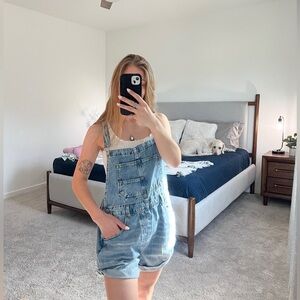 Free People- We The Free Light Blue Denim Overalls